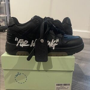Off-White Black Low Tops with White Text
